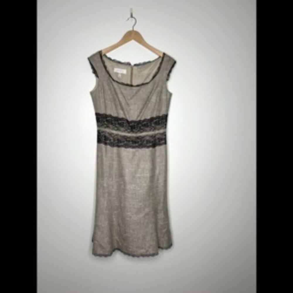 Escada Tweed and Black Lace dress SIZE 38